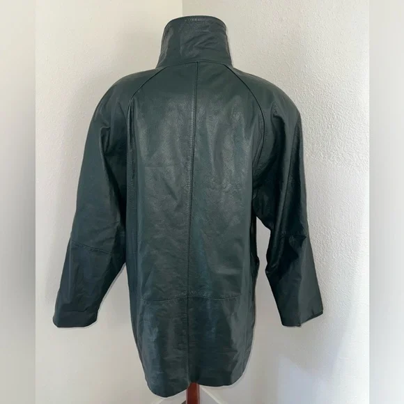Vintage PELLE New York Milano Green Leather Women’s Coat Jacket-Size Medium - Picture 9 of 15